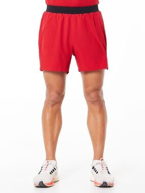 Yellow By Soul Cycle Men's Red Performance lined speed 5” Training Shorts